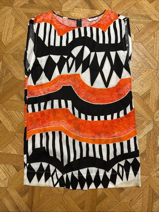 sass & bide Dresses & Skirts - sass & bide Orange, Black & White Geometric Midi Dress